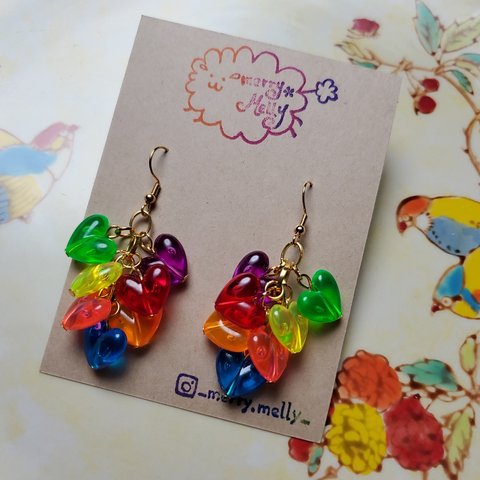 カラフルハートピアス💛💚❤💜