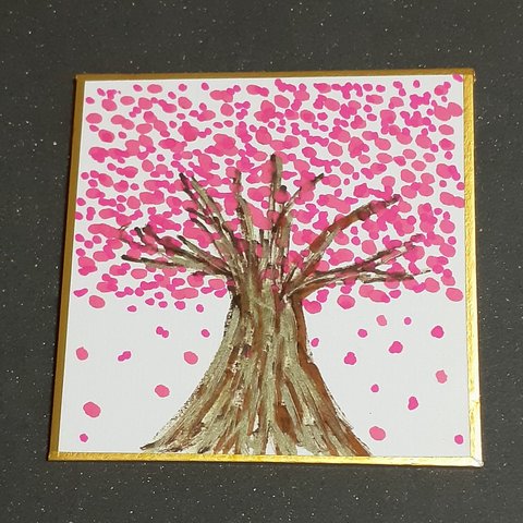 幸せになぁれはっぴい桜ミニミニ色紙 原画