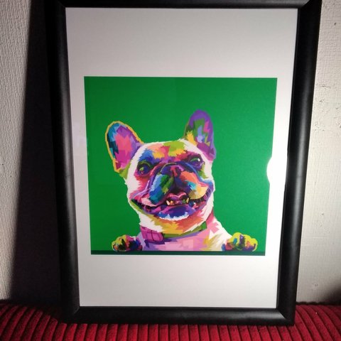 グラフィックアート★colorful dog★A4アートポスターBulldog