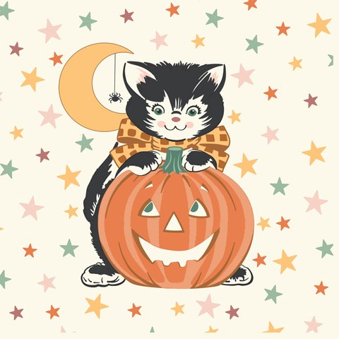 [再入荷]USAコットン moda Kitty Corn ハロウィンパネル 生地 布