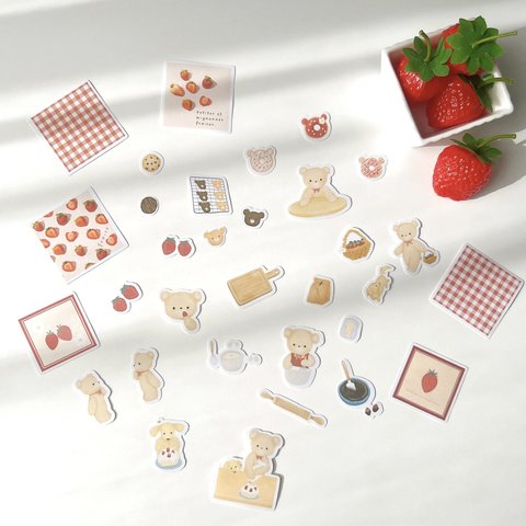 フレークシール【SEASON】 -Strawberry season- 31デザイン　32枚入