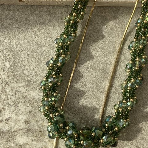 3WAY CLEAR GREEN NECKLACE