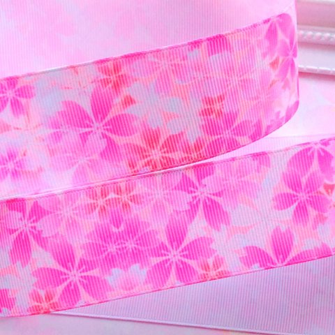 【8470】2m350円 38mm幅 グログランリボン 桜 さくら 和風 花柄