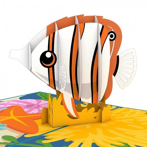 ポップアップグリーティングカード　Copperband Butterflyfish