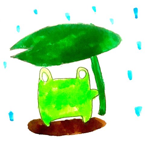 雨のカエル