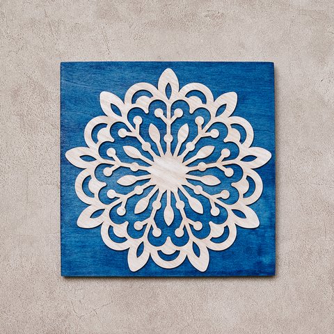 木製アート　BLOOMING FLOWER 〜INDIGO BLUE〜 フレンチモロッカン風