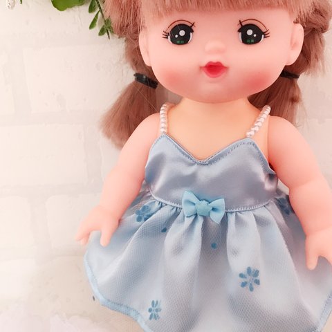 sale♡水色チュールのシンプルドレス ♡メルちゃん