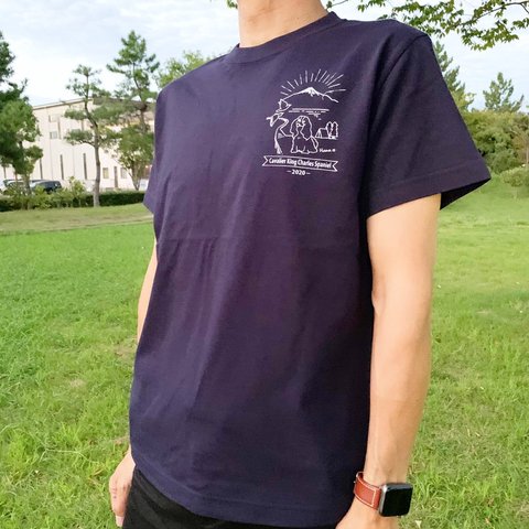 ★アウトドアテイストのキャバTシャツ　紺　Sサイズ