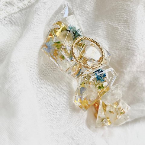 【再販】バレッタ ヘアクリップ 押し花 ドライフラワー レジンアクセサリー