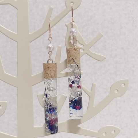 ハーバリウム風お花ピアス レジン 