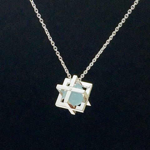 Sphere in The cube Pendant Aquamarine アクアマリンペンダント