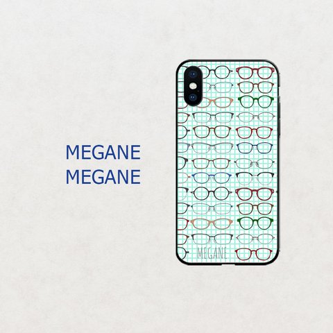 メガネ好きにはたまらない【MEGAメガネ】ミント　スマホケース　iphone android ほぼ全機種対応