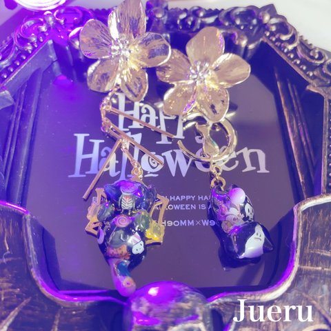 Halloweenデビルくまちゃんピアス♡flower