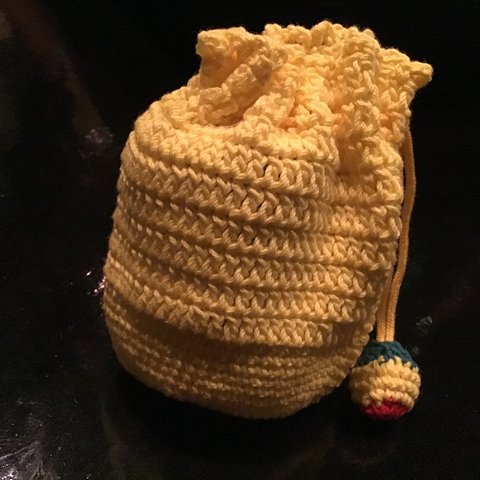 手編みラスタ巾着黄