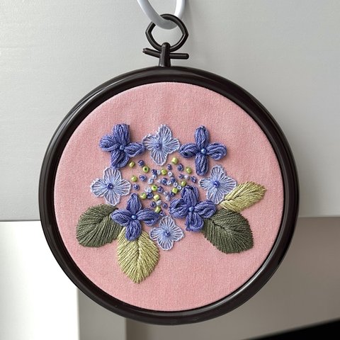 母の日ギフト　紫陽花　刺繍フレーム　インテリア 刺繍小物 