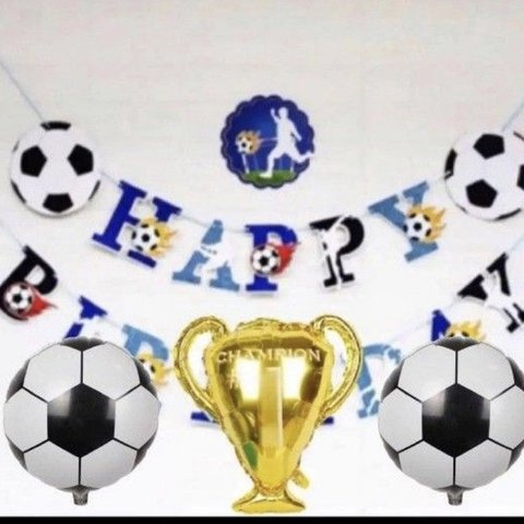 BIGサイズ　デカイ風船つきサッカーガーランドお誕生日お祝い飾り