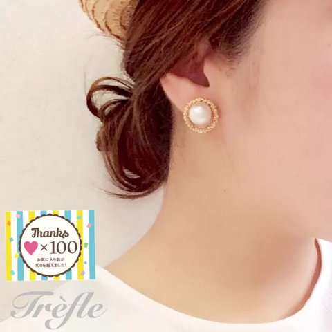 【再販12】バブルリングとスノーパールピアス／イヤリング