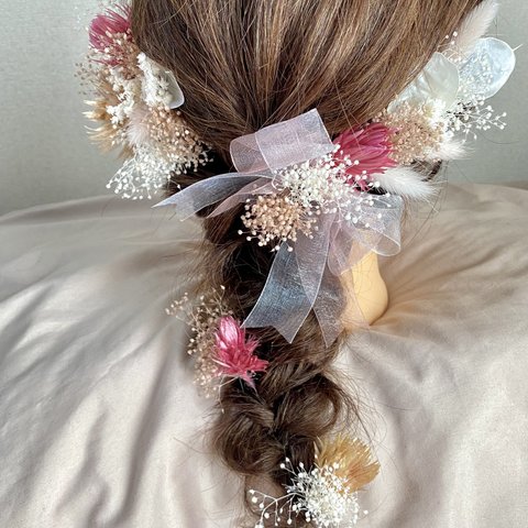 結婚式 成人式 卒業式 ドライフラワー髪飾り ヘッドパーツ 振袖ヘア 袴ヘア ヘアアクセ