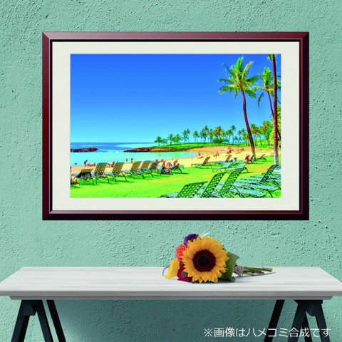 【アートポスター】ハワイ オアフ島のビーチ（作品No.049）