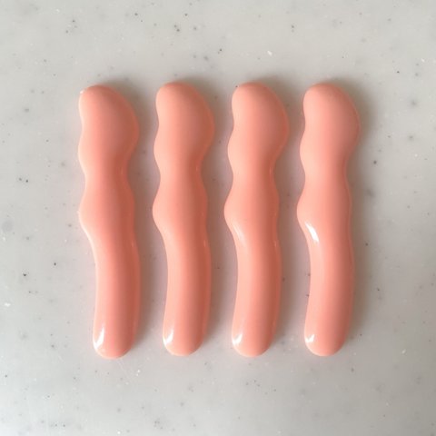 Salmon Pink Wavy Rectangle Cabochons