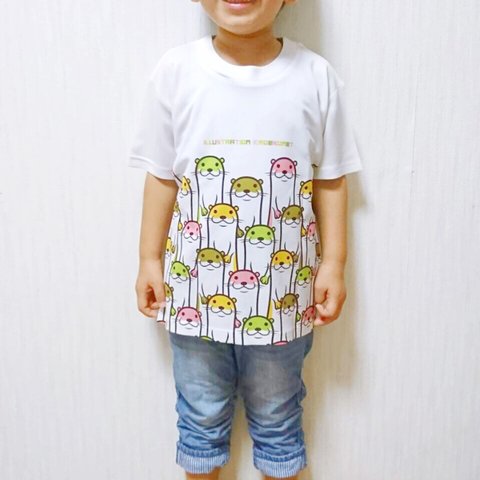 カラフルカワウソTシャツ(大人〜子供サイズ)【全面プリント】