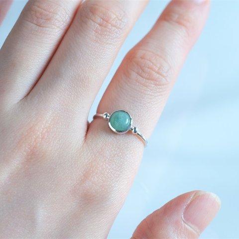 green aventurine _Halda áfram ring　グリーンアベンチュリン　天然石シルバーリング　silver925