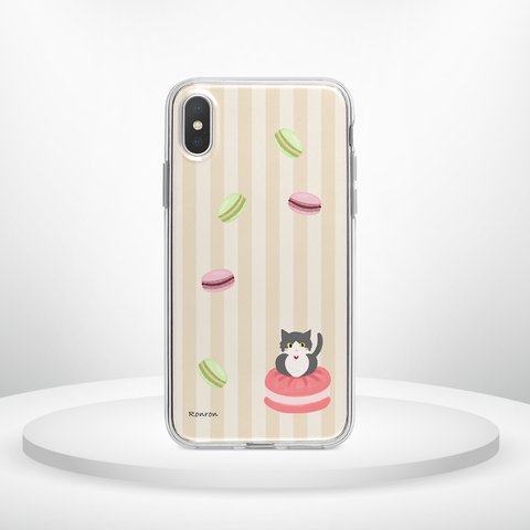 マカロンネコ ベージュ Apple iPhoneケース androidケース ハードケース　cat650