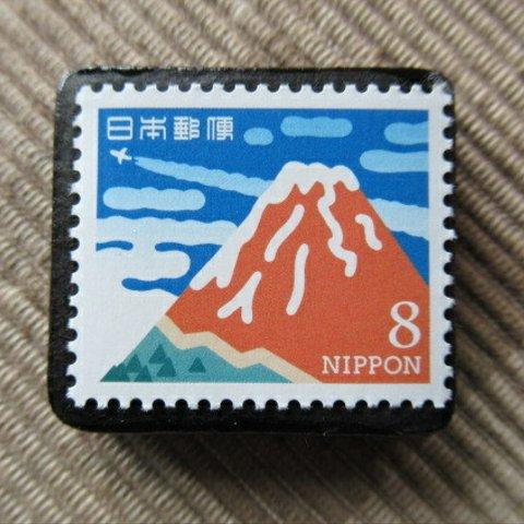 日本「葛飾北斎」切手ブローチ6238