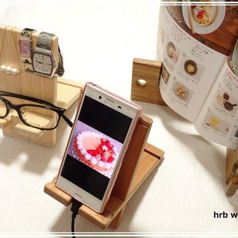 多機能スマホスタンド　WOOD