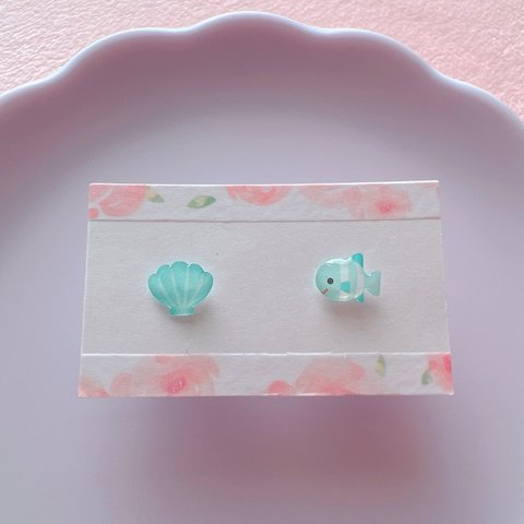 おさかなとシェル🐠🐚のピアス