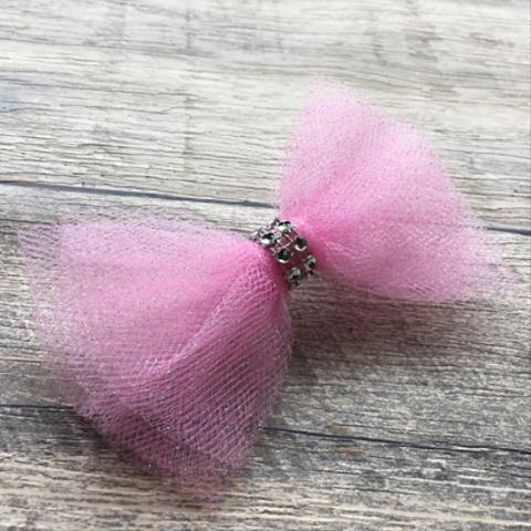 シフォンのヘアクリップ（Pink Tulle）