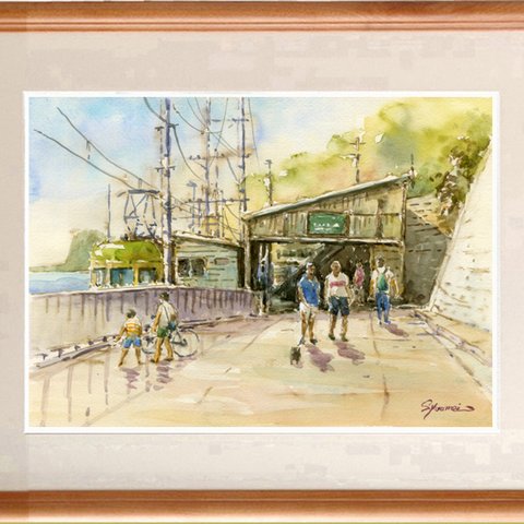 水彩画原画　江ノ電・鎌倉高校前駅 ＃561