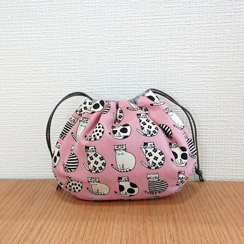 【sale】しじみ巾着Sサイズ♪ピンクねこ柄