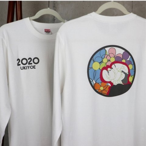 ukiyoe2020 ホワイトロングTシャツ　