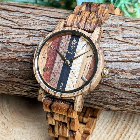 【木製腕時計】EINBAND Reise Mix Wood × Zebrawood 5種類の木 木の時計 ウッド【32mm】