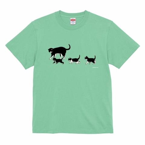 Tシャツ　猫の家族　濃色系