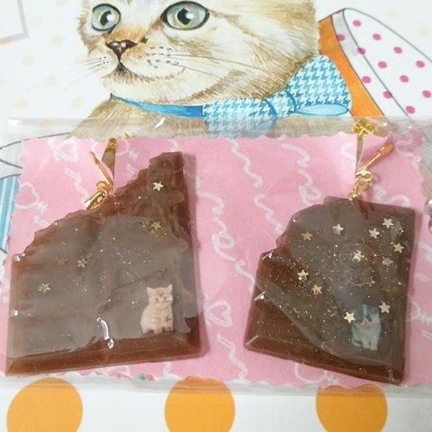 板チョコ×子猫のイヤリング🍫🎀