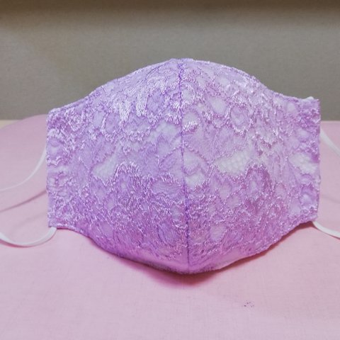 花柄ラベンダー刺繍マスク