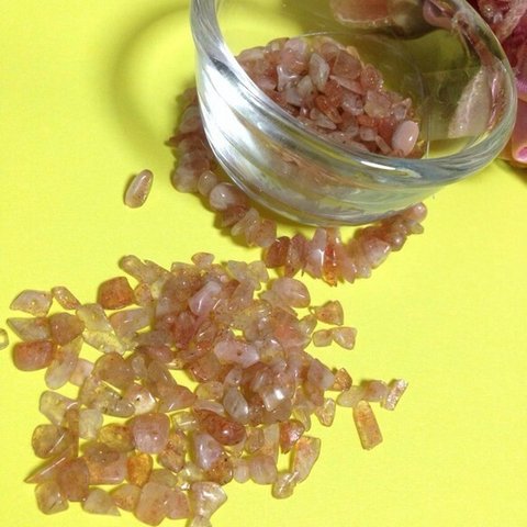 【さざれ石　穴有】小粒　キラキラオレンジ　サンストーン　13ｃｍ　天然石　細石　サザレ