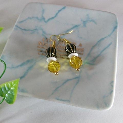 アクリル×シトリンボリュームピアス