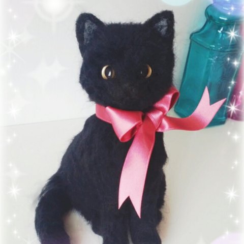 羊毛フェルト　黒猫