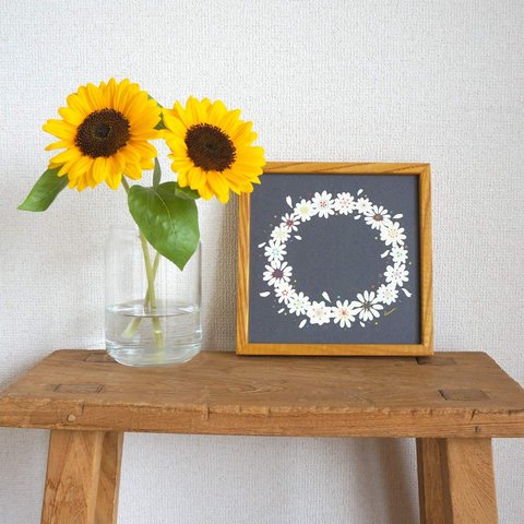 「 twinkle flower wreath（夏夜）」20cm角ポスター