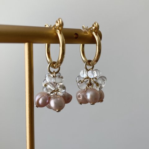 【gold】pink pearl (ピアス/イヤリング)