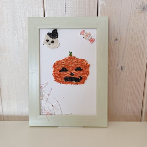 ＊手織り＊weavingcard「ハロウィン🎃とミニゴースト」