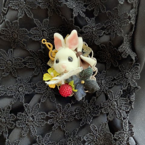 RABBIT BROOCH 🐰🌸、(*´ー｀*)