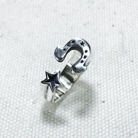 シルバーリング ホースシュー 馬蹄 スター ★ シルバーアクセサリー シルバー925 ハンドメイド 限定品 新品未使用