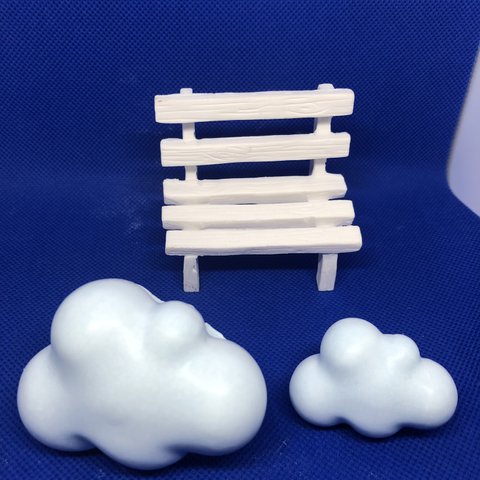 もこもこ3D雲☁️中、小サイズ2個セット♪水色×水色 アロマストーン