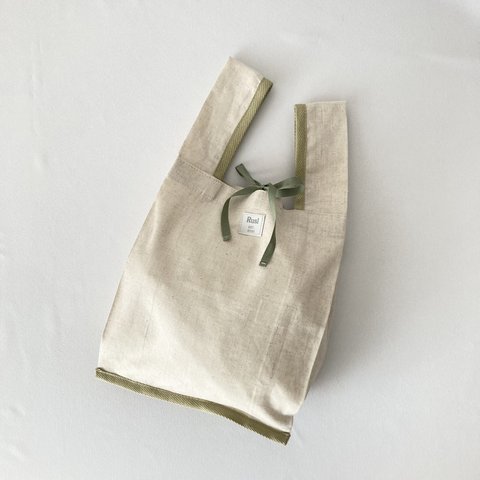 cotton linen marché bag S ／ light khaki