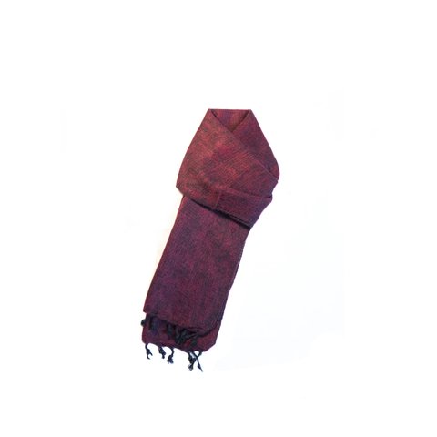 赤x黒、手織りカシミア、ミニスカーフ 148x28cm MOMOZONO archive