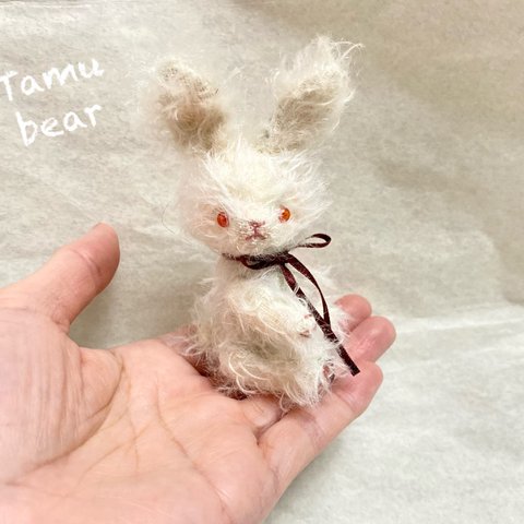 モヘア  チビうさちゃん ハンドメイド ぬいぐるみ テディベア Tamubear